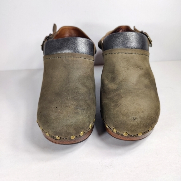 Dansko Delle Suede Retro Slingback Heel Platform Olive Clog Women's Size 7.5-8 - Picture 2 of 8